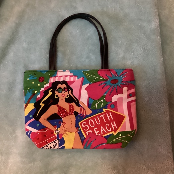 Vintage 90’s SOUTH BEACH TOTE Bag Purse - Picture 1 of 11